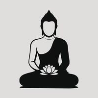 Buddha Silhouette with Lotus Flower vector