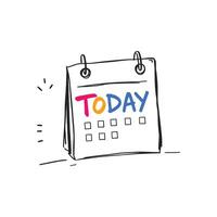 A small calendar page with the word TODAY in colorful block letters emphasizing the present moment vector