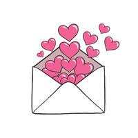 envelope filled with floating pink hearts, symbolizing love and appreciation vector