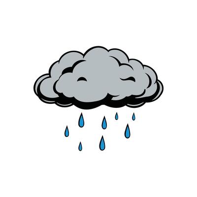 A gray rain cloud with blue raindrops, symbolizing sadness or emotional lows
