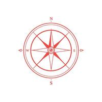 Minimalist Red Compass Symbol for Exploring and Discovering the Way Graphic Element vector