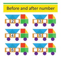 Math worksheets for kids. Number range up to 10. vector