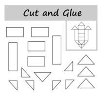 Paper game for kids. DIY worksheet. Color, cut out the parts of the image and glue on the paper. Cartoon corn. vector