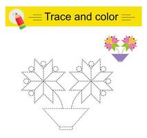 13 trace and color 2 flowers vector