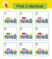 Fun puzzle game. Need to find two identical trains. Answer is 2,6. vector