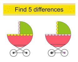 Find 5 differences. Logic puzzle game for kids vector