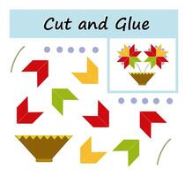 Educational paper game for children. Cut parts of the image and glue on the paper vector