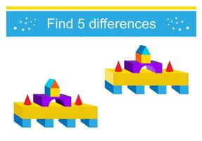 Find 5 differences. Logic puzzle game for kids. vector