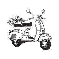 Retro Scooter with Flowers vector
