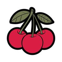 Cherry Berries with Leaves Icon vector