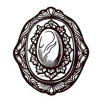 Intricate vintage frame design with floral patterns and central oval motif vector