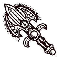 Ornate tribal sword with intricate patterns and symbolic design elements vector