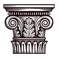 Detailed classical corinthian column capital with intricate leaf and scroll designs vector