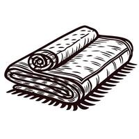 Hand drawn of cozy folded woolen blanket with fringes vector