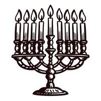 of a menorah with nine lit candles for hanukkah celebration vector