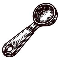 Vintage wooden spoon hand drawn sketch with detailed texture and rustic design vector