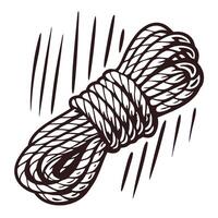 Coiled rope with movement lines indicating twisting motion vector