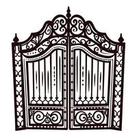 Ornate iron gate with intricate patterns and symmetrical design vector
