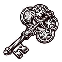 Intricately designed vintage skeleton key with ornate detail vector