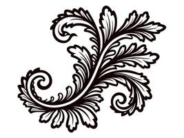 Intricate black and white floral vine pattern with swirling leaves design vector