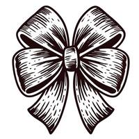 Intricate black and white bow design with detailed textures and patterns vector