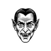 Monochrome of male vampire face with classic features and dark expression vector