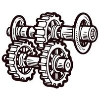 Complex mechanical gears interlocking in industrial machinery design vector