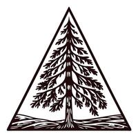 Intricate evergreen tree design in geometric triangle shape vector