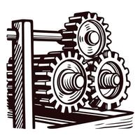 Hand drawn gears in motion with interlocking cogs design vector