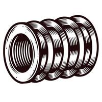 Engraved coil spring design in black and white vector