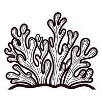 Intricate black and white of coral silhouette with detailed marine patterns vector