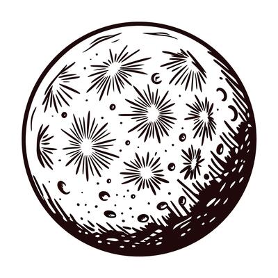 Abstract of a stylized moon with decorative patterns in a circular design