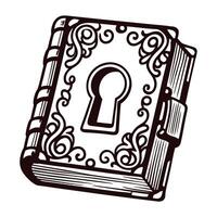 Ornate book with a keyhole on the cover, featuring intricate decorative patterns vector