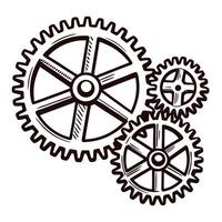 Intricate gear mechanism with interlocking cogs in motion mechanical engineering concept vector