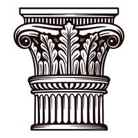 Intricate classical column capital drawing featuring leaf motifs and volutes vector