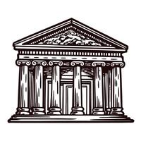 Detailed line art of ancient greek temple with corinthian columns vector
