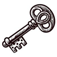 Vintage skeleton key with ornate design and intricate details vector