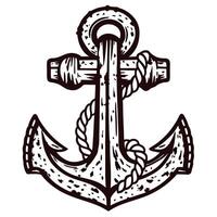 Vintage nautical anchor with rope design in rustic vector