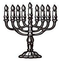 Elegant nine branch menorah with lit candles for hanukkah celebration vector