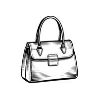 Elegant handbag with classic design featuring straps and buckle detailing in detailed sketch vector