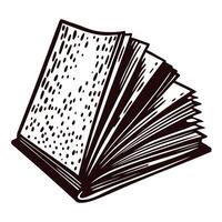 Open book with visible pages in black and white design vector
