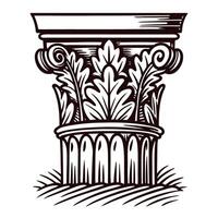 Intricate architectural corinthian column with detailed leaf motifs vector