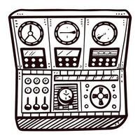 Vintage control panel with gauges and dials, retro technology design vector