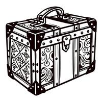 Ornate vintage treasure chest with decorative patterns and sturdy handle vector
