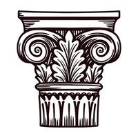 Intricate classical corinthian column capital design with acanthus leaves and scrolls vector
