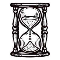 Intricate hand drawn hourglass with flowing sand symbolizing time and patience vector