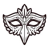 Ornate carnival mask design with feather details and intricate patterns vector