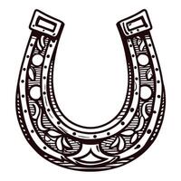 Decorative horseshoe with intricate patterns in black and white vector