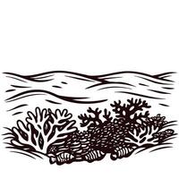 Marine coral reef with ocean waves and abstract nature patterns vector