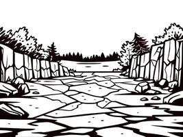 Scenic rocky landscape with forested background and clear sky vector